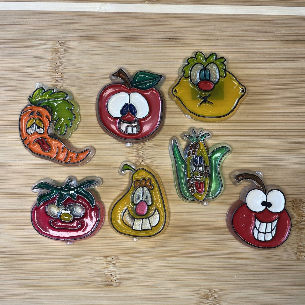 Vintage Fruits And Vegetable Magnets Lot Of 7